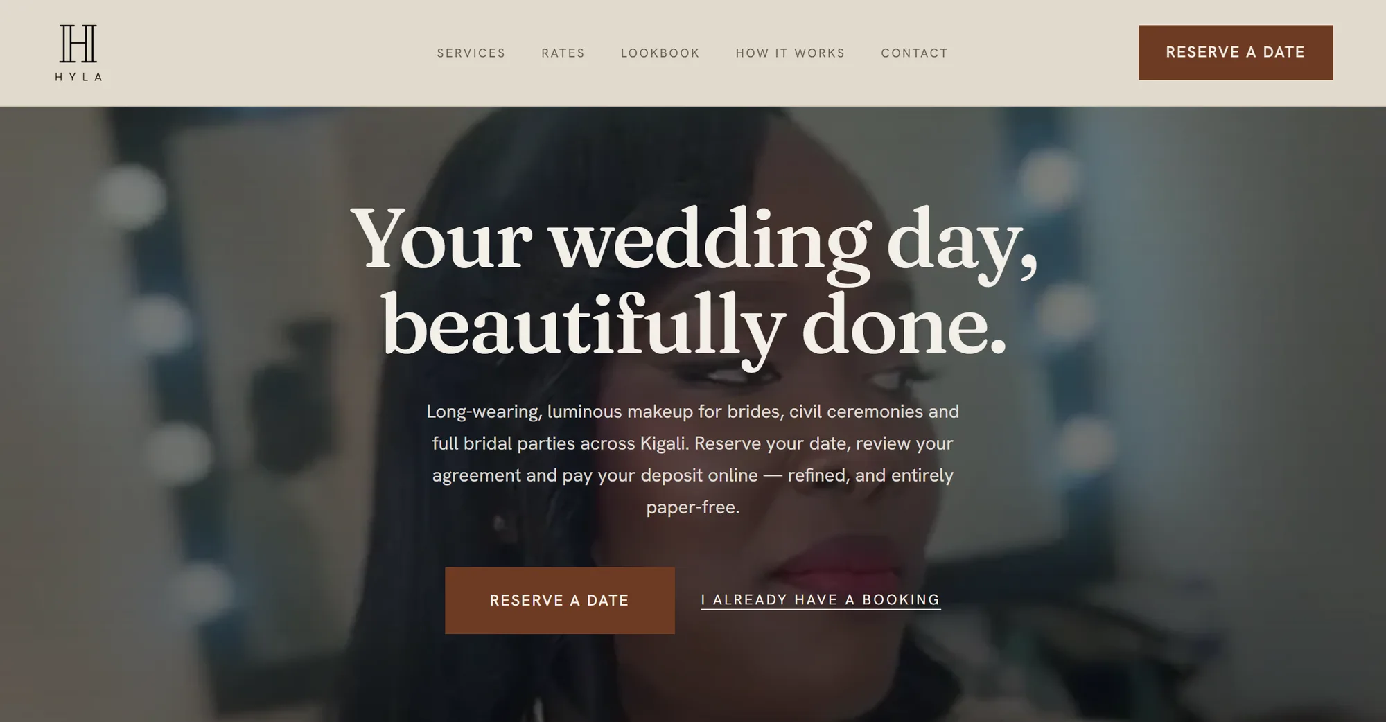 The HYLA website home page in a desktop browser