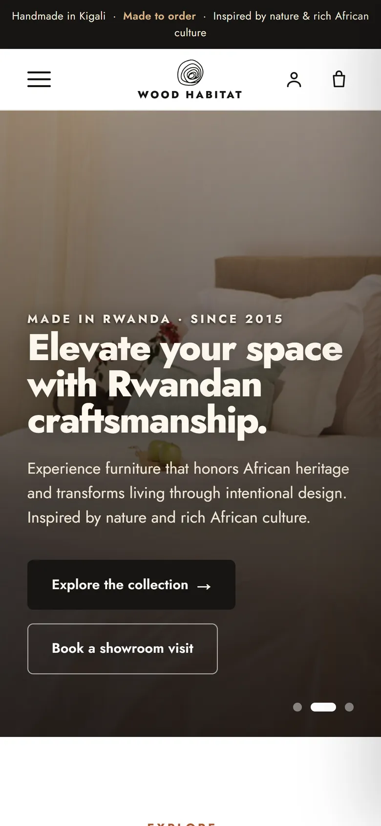 The Wood Habitat website home page on a phone