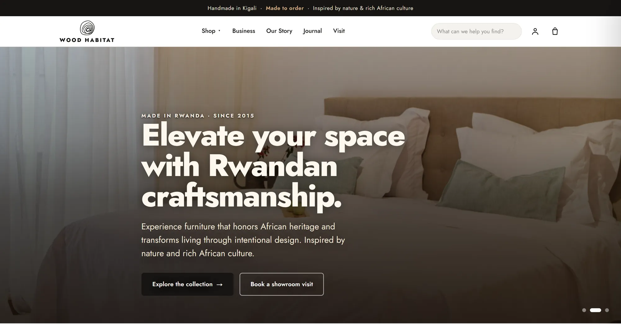 The Wood Habitat website home page in a desktop browser